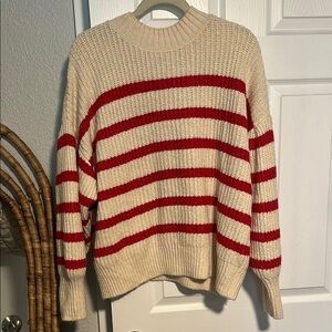 Striped Red and Cream Women's Sweater